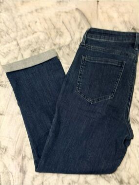 NYDJ Women's Skinny Capri Jeans w roll cuff in Dark Indigo Size 2 Like New